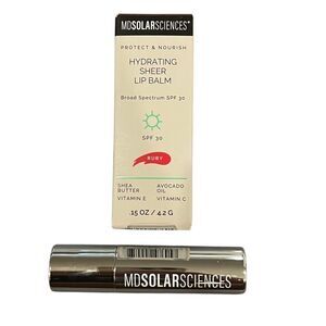 MDSolarSciences Hydrating Sheer Lip Balm in Ruby Red SPF 30 Exp 0.15oz new